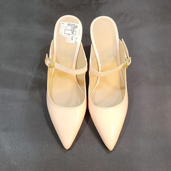 BRAND NEW STUART WEITZMAN CRYSTAL BUCKLE 75 PATENT MULE - Picture 3 of 15
